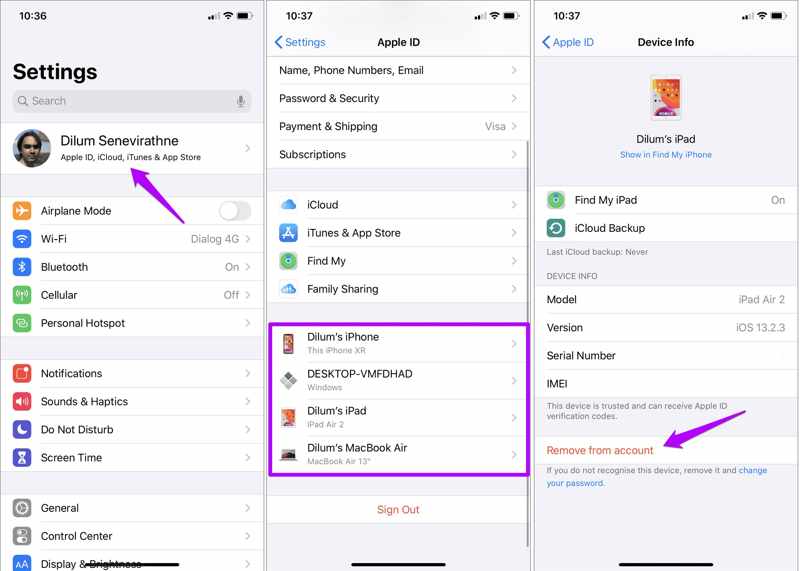 Eliminar de la cuenta de iPhone