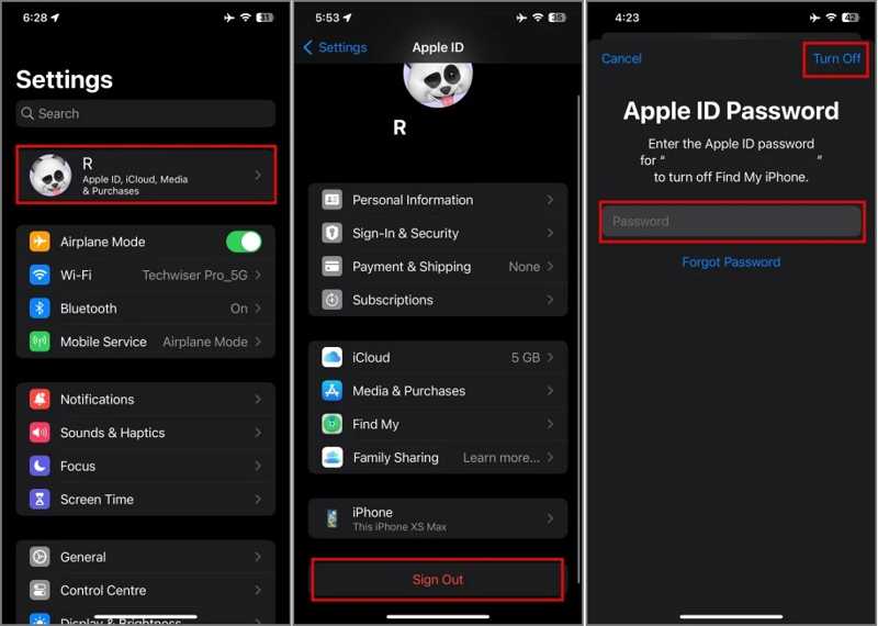 Logg av Apple ID