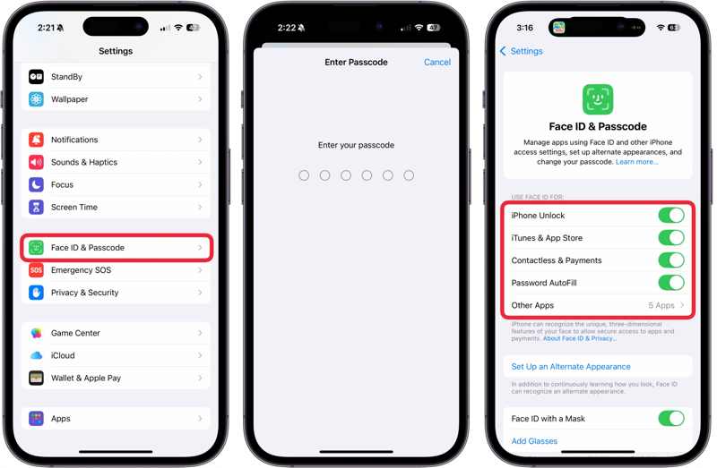 Disattiva Face ID
