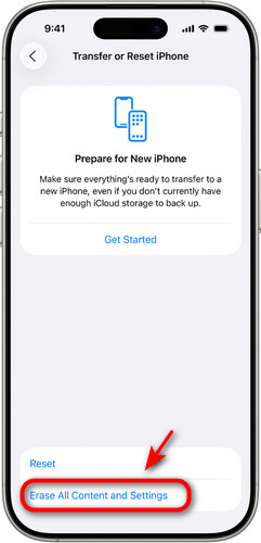 Erase Apple ID Settings