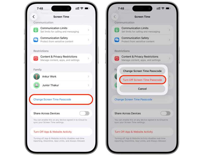 Disable Screen Time Passcode