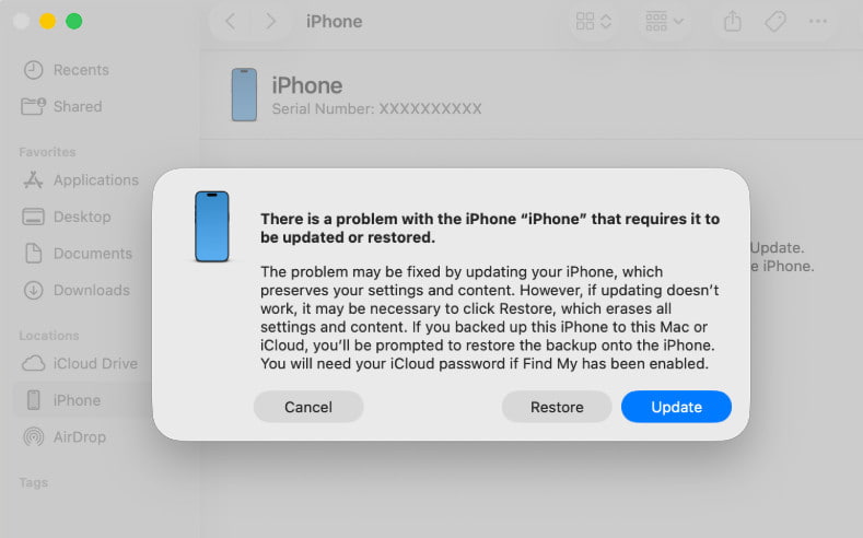 iPhone visszaállítása a feloldáshoz iTunes nélkül
