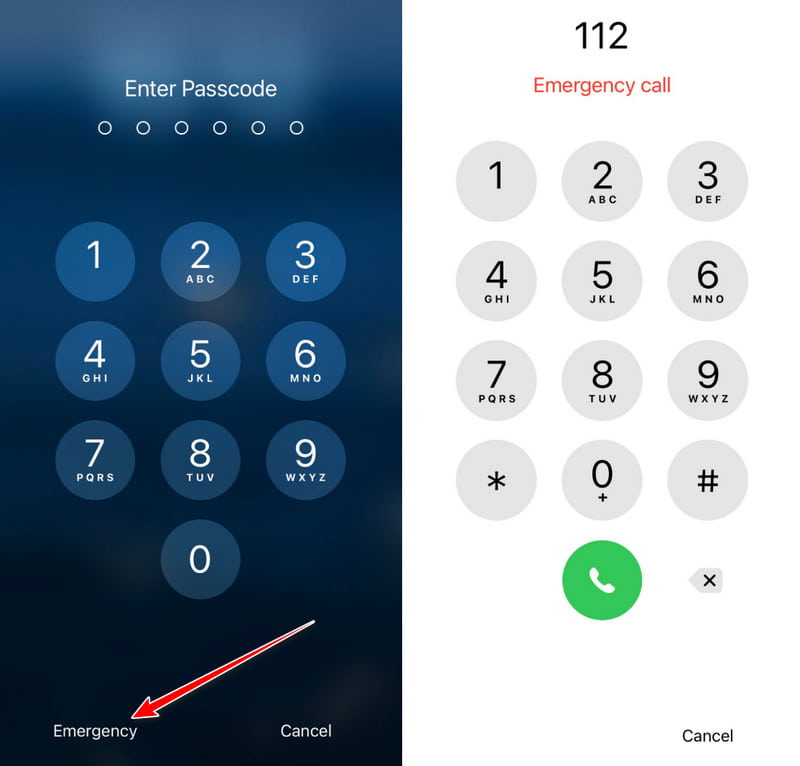 使用紧急呼叫解锁 iPhone
