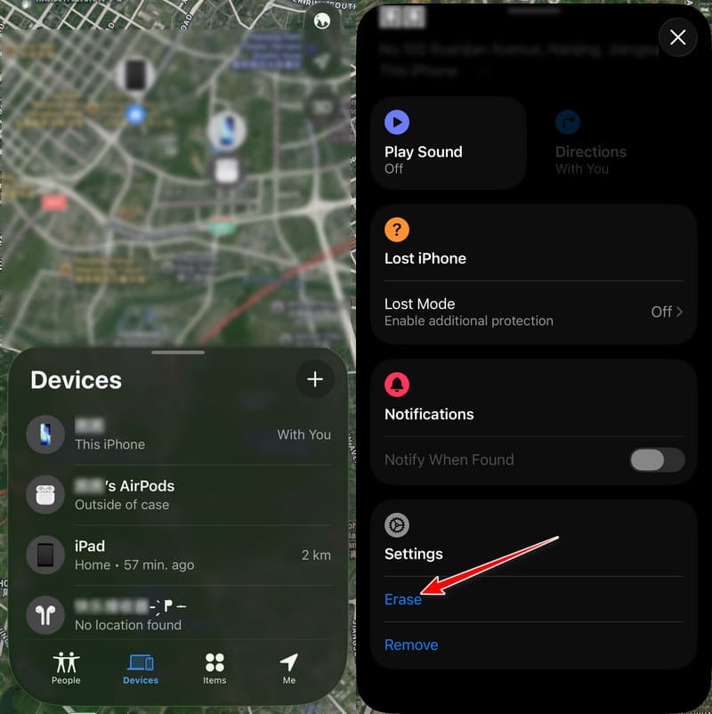 Erase iPhone Find My