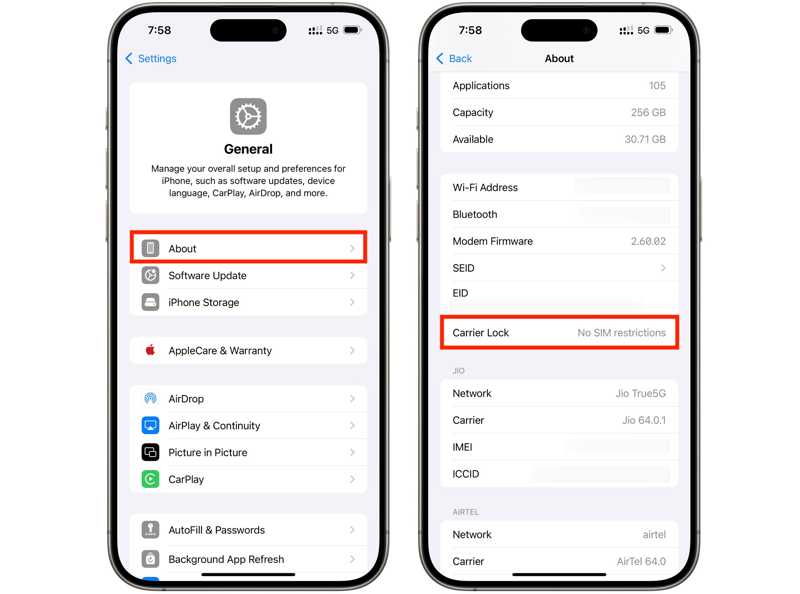 Prüfen Sie die Mobilfunkanbietersperre Ihres iPhones.