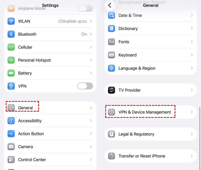 在设置中移除 Verizon MDM
