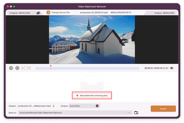 Click Add Watermark Remove Area Mac