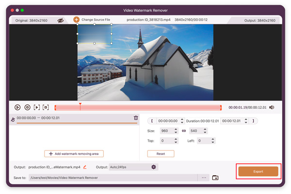 Click Export Remove Watermark Mac