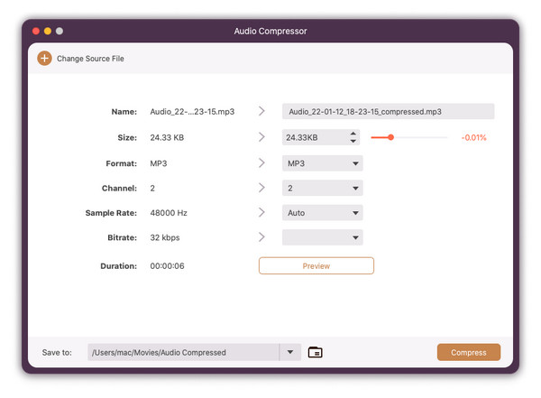 Compresser la taille audio