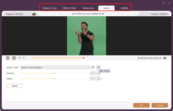 Edit GIF add Audio Track