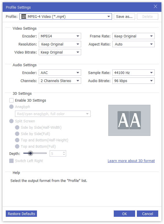 Configuración de perfil