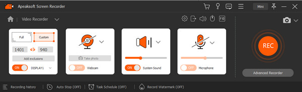 Apeaksoft 錄像機設置