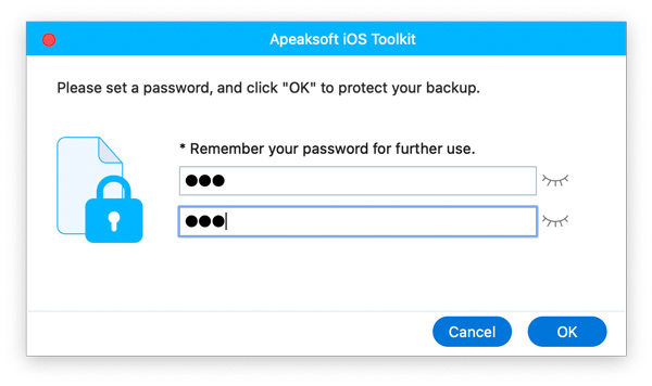 Input Backup Encryption Password