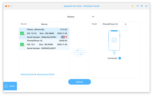 Abra el archivo de copia de seguridad de Whatsapp