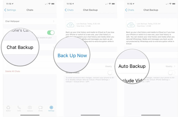 Készítsen biztonsági másolatot a WhatsAppról iPhone-on