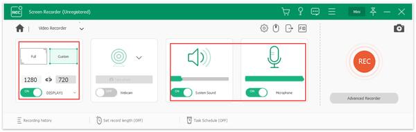 Select Recordingarea and Audio Source