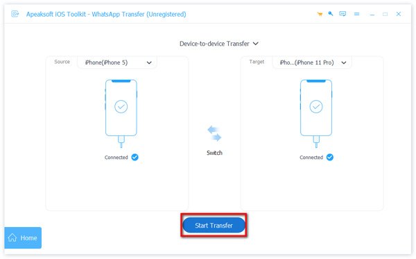 Start Transfer Whatsapp Data