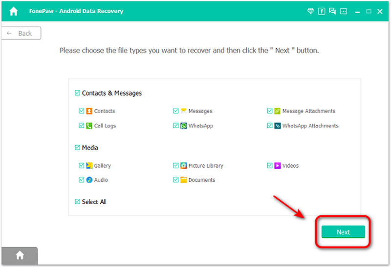 Select The File Types to Scan