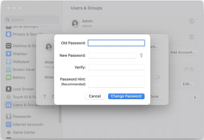 Change User Password