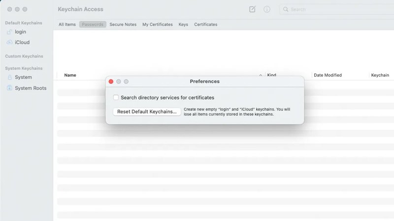 Reset Default Keychain
