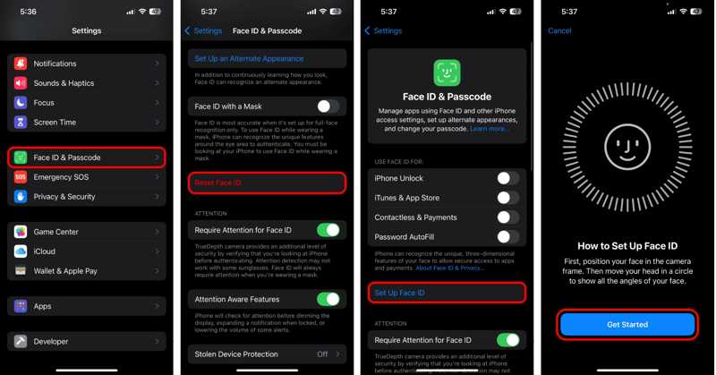 FaceID zurücksetzen
