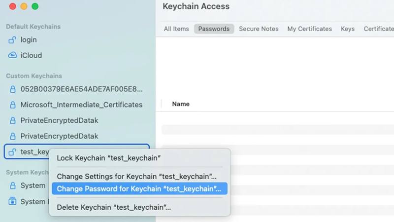 Reset Keychain Custom Password