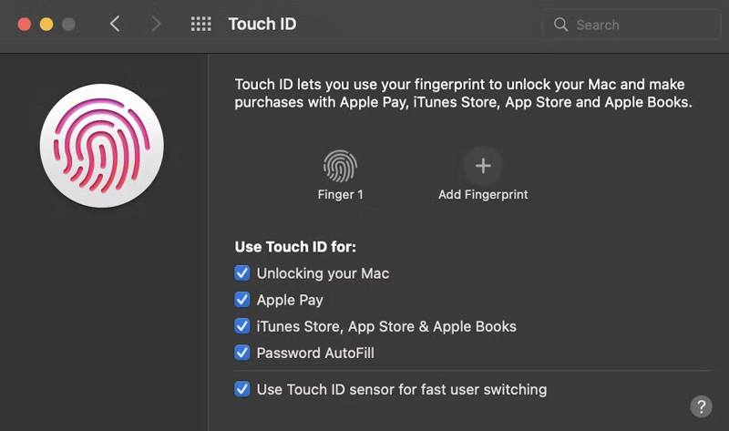 Turn on Touchid Mac