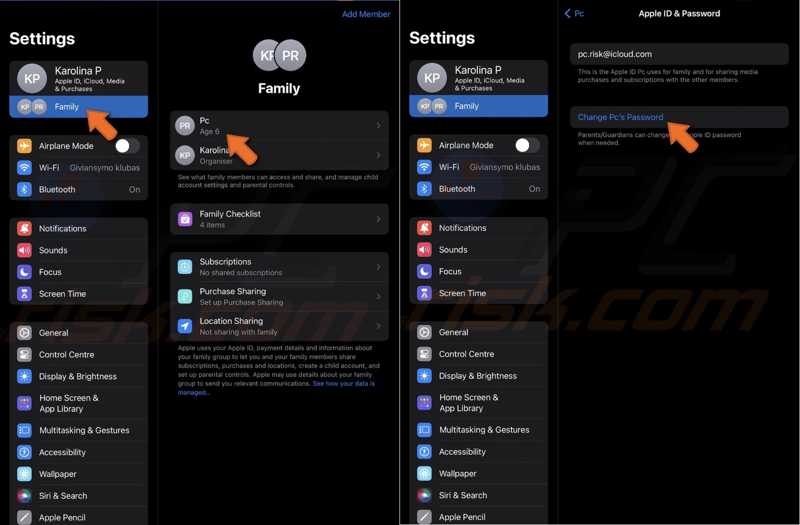 Change Child Password iPhone