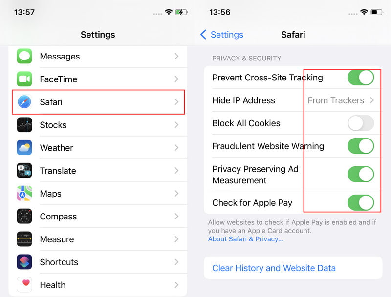 Définir la confidentialité et la sécurité de Safari