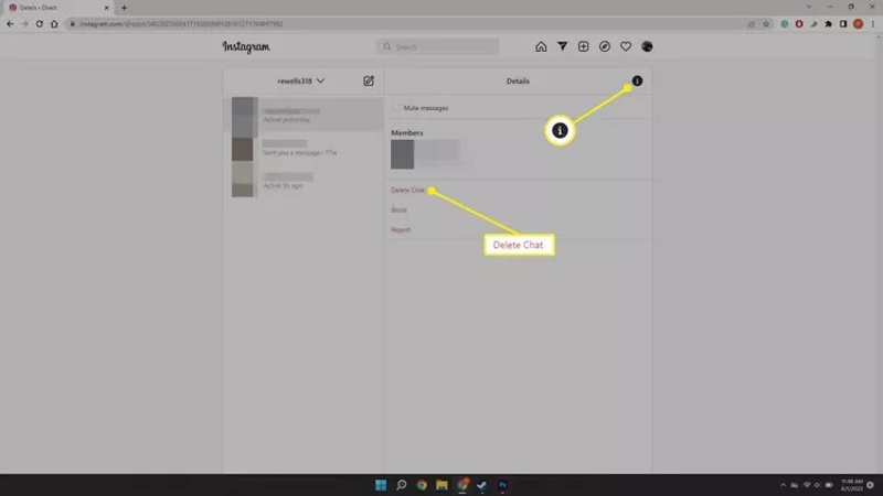 Delete Chat Ig Web
