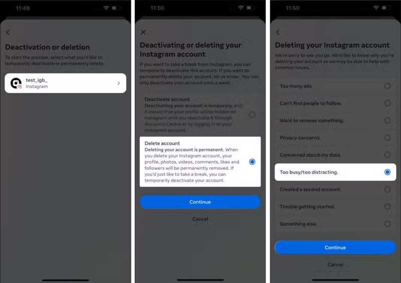 Delete Ig iPhone Reason