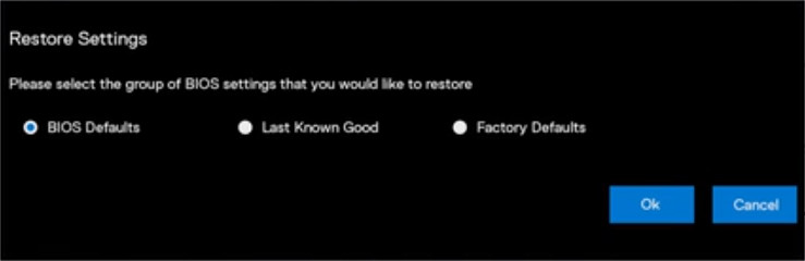 Recover Bios Defaults