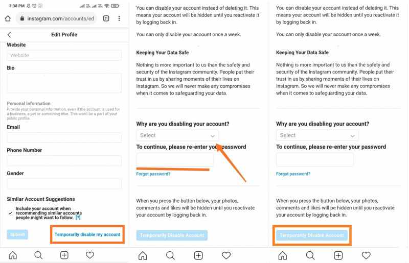 Temp Delete Ig Android
