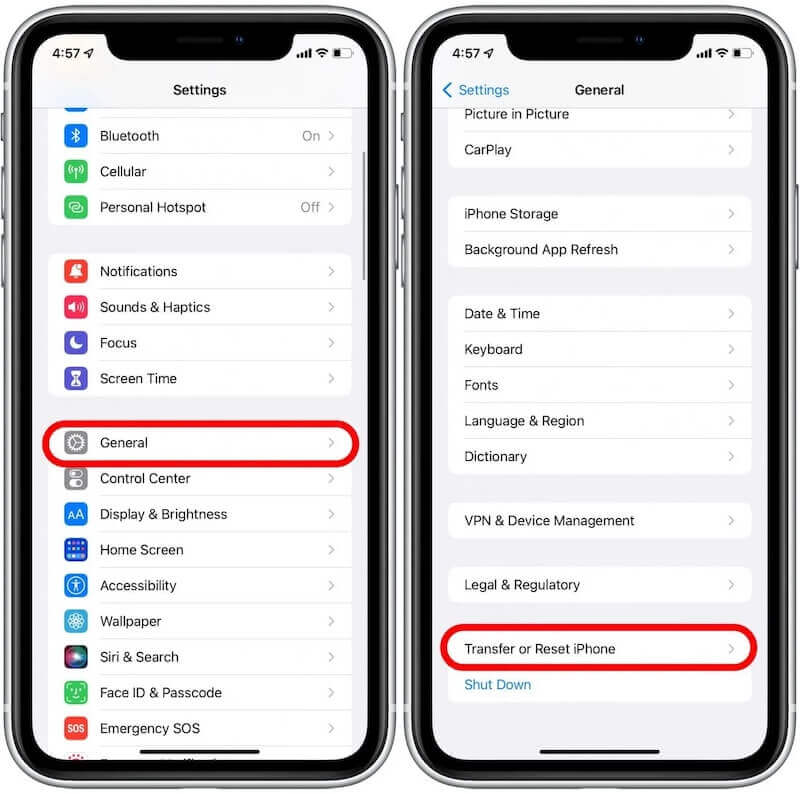 Transfer or Reset iPhone