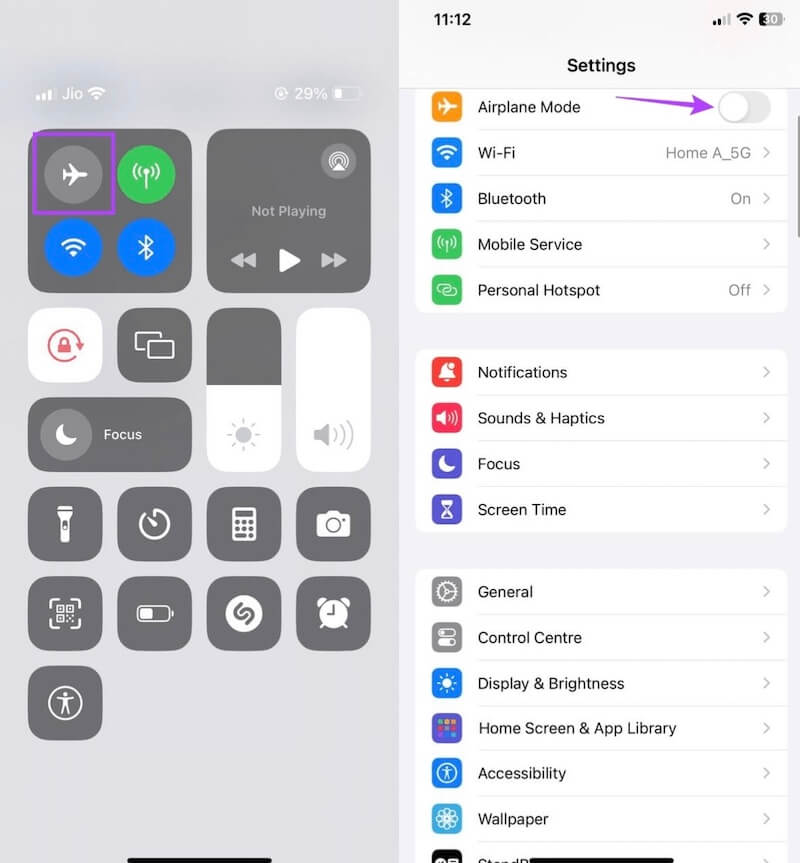 Turn on And Off Airplane Mode