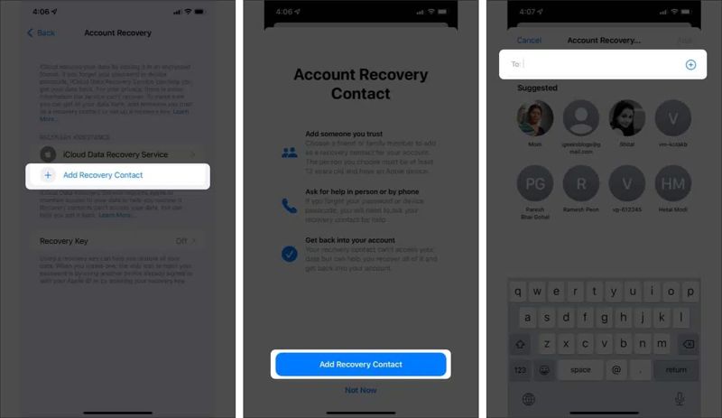 添加 iOS 恢复联系人