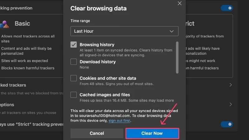 Очистить поиск Edge Desktop
