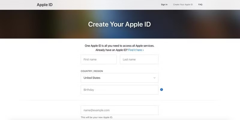 在线创建AppleID