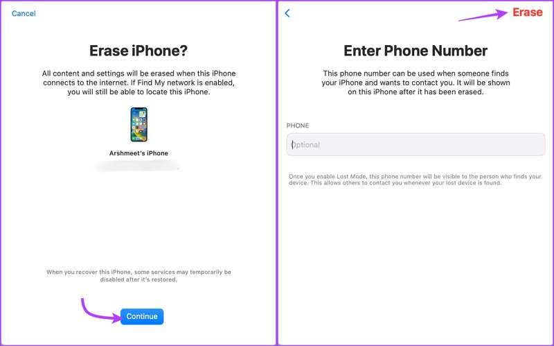 iPhone törlése a Mac keresése funkcióval