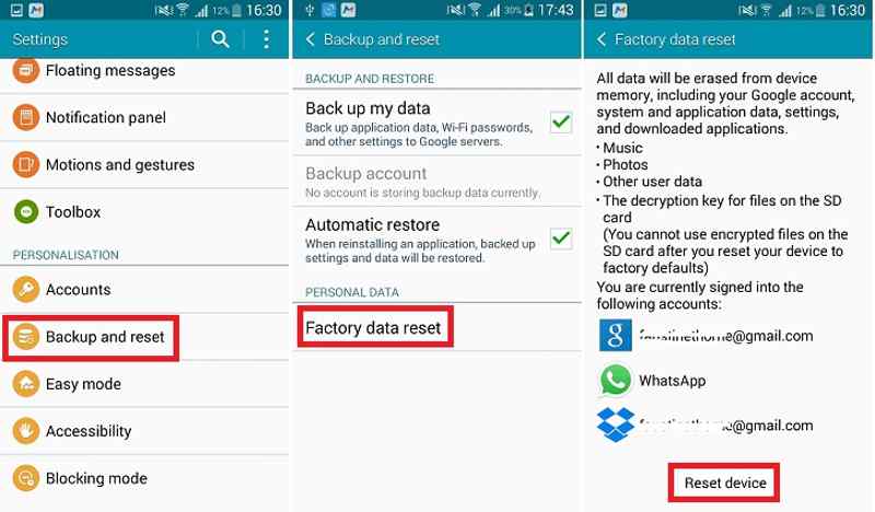 Factory Reset Android