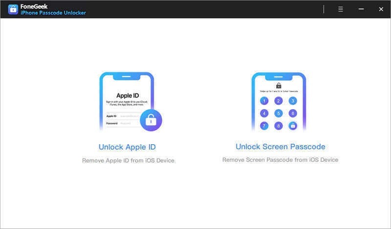 Interfaccia di sblocco del codice di accesso per iPhone Fonegeek