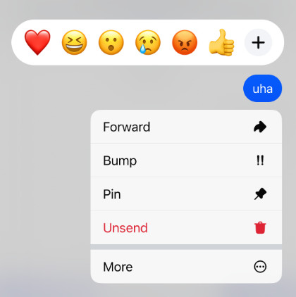 Long Press Unsend The Facebook Message