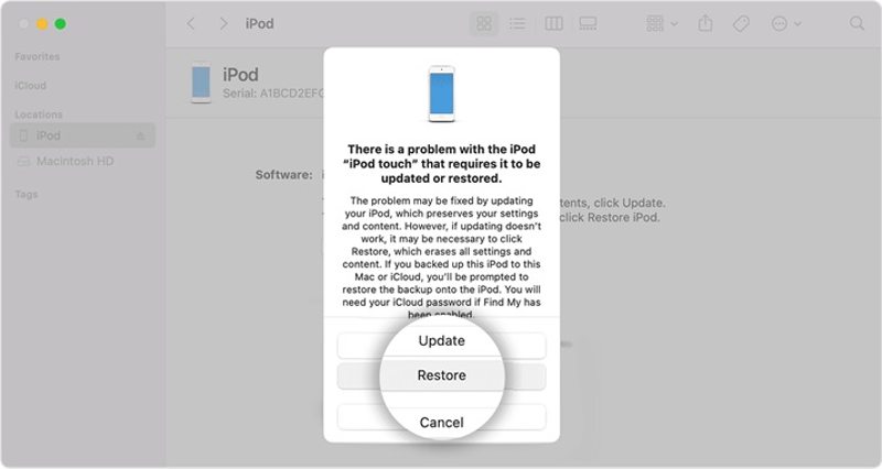 iPod helyreállítási mód visszaállítása