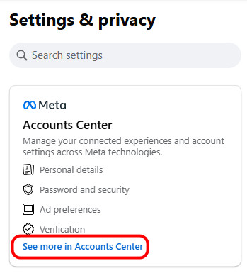 See More in Accounts Center
