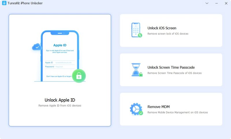 Interfaccia Home di Tuneskit