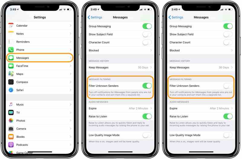 Turn Off Message Filter