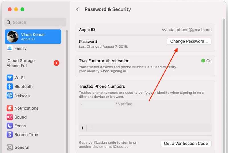 Change iCloud Password Mac