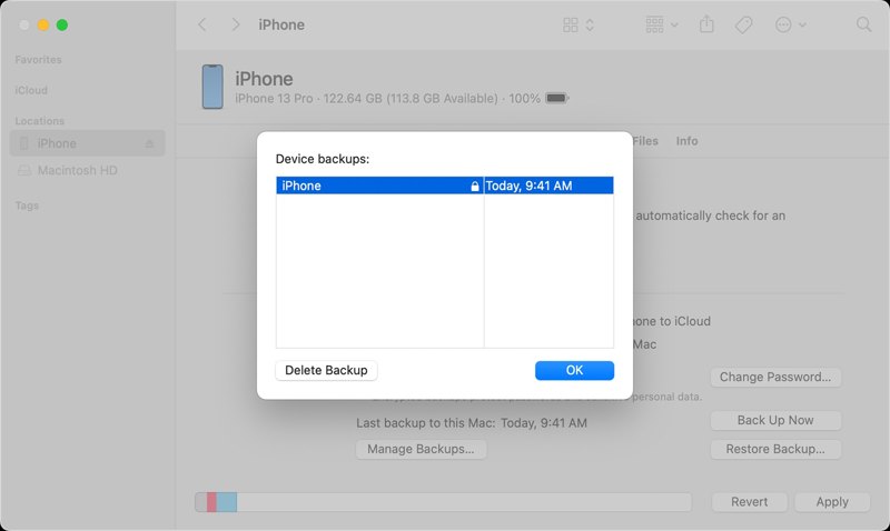 Sjekk iTunes Backup