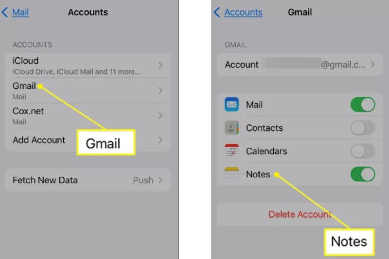 Choose Email Account Check The Toggle