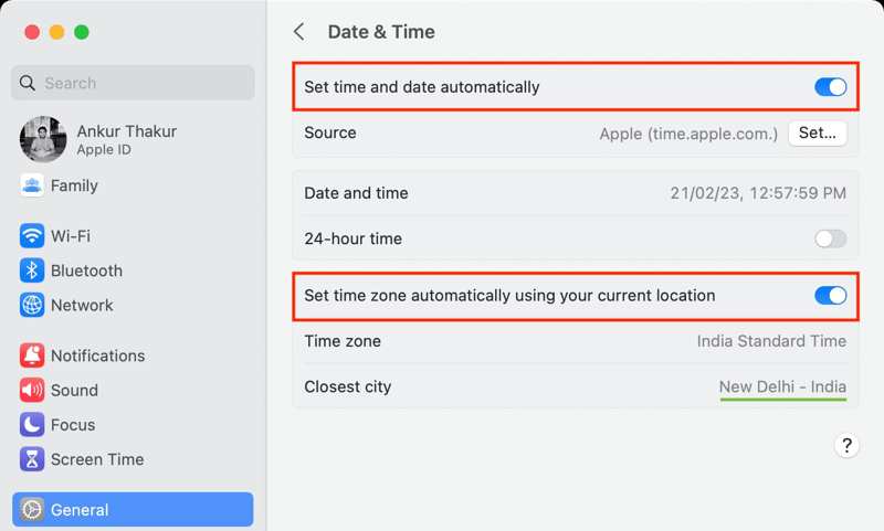 Korrekt datum Mac